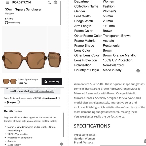 VERSACE LOGO MEDALLIONS FOR A SIGNATURE STATEMENT ON TRANSPARENT BROWN SUNNIES - Picture 14 of 16